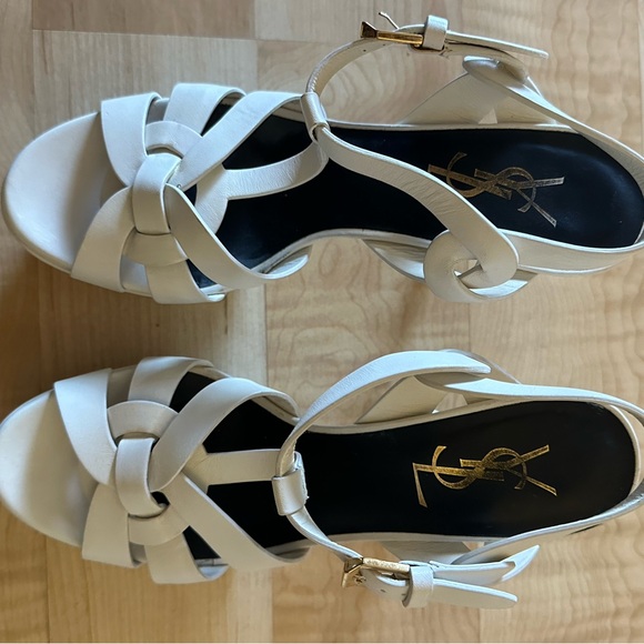 YSL WHITE TRIBUTE HEELS 75mm - Picture 7 of 8